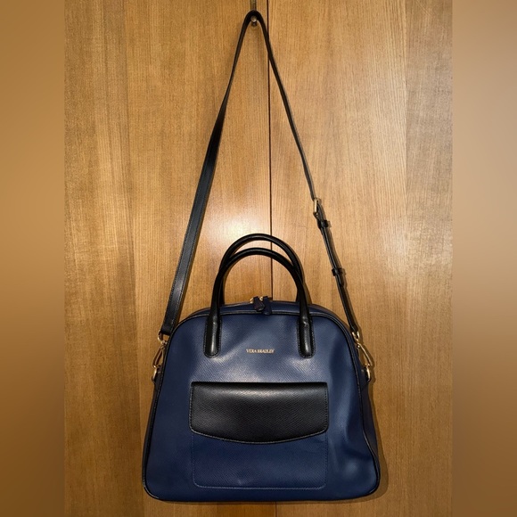 Vera Bradley Leather Satchel Crossbody – Navy & Black - Picture 11 of 16